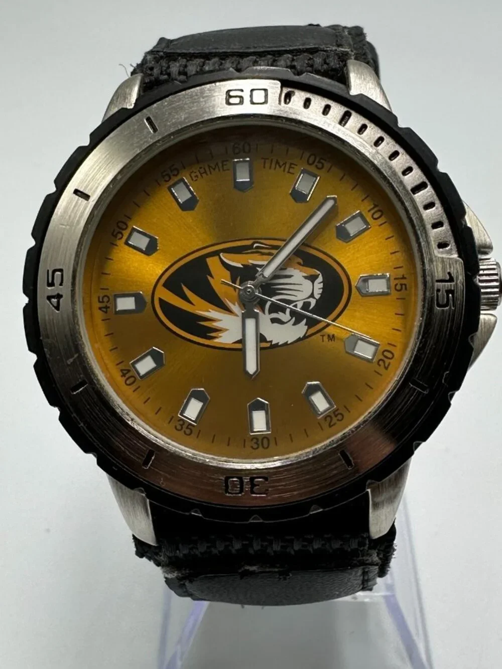 Game Time Missouri Tigers Watch Mens 41mm Case Black Nylon Band New Battery